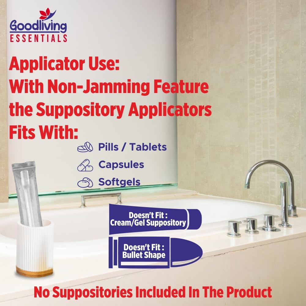 Suppository Applicators Mega Pack 30 Count for Hygienic Insertion | Petite, Soft Tip, Smooth & Pain-Free Suppository Inserter | Fits Suppositories Without It Getting Jammed Due to Faulty Pusher